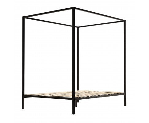 QUEEN  4 POSTER METAL BED ( V63-817873) -   BLACK