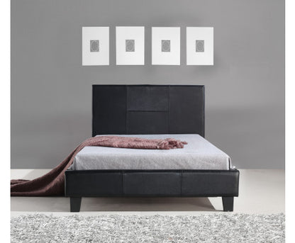KING SINGLE HARLEY LEATHERETTE BED FRAME - BLACK