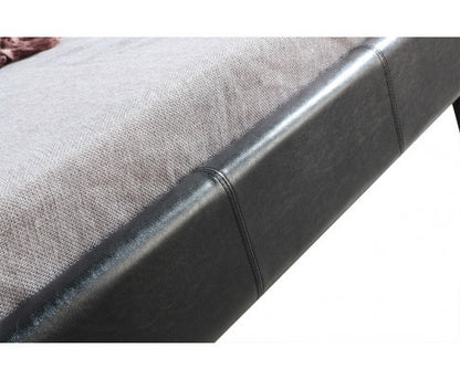 KING SINGLE HARLEY LEATHERETTE BED FRAME - BLACK