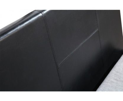KING SINGLE HARLEY LEATHERETTE BED FRAME - BLACK