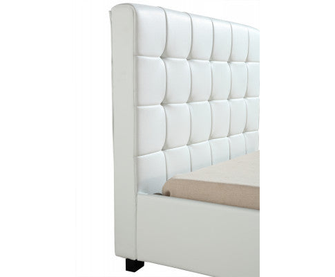 KING SINGLE MALCOLM DELUXE LEATHER BED - WHITE