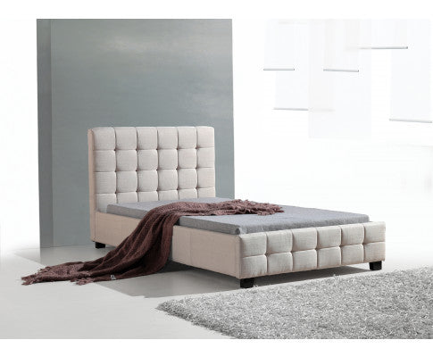 King Single Paulo Fabric Bed - Beige