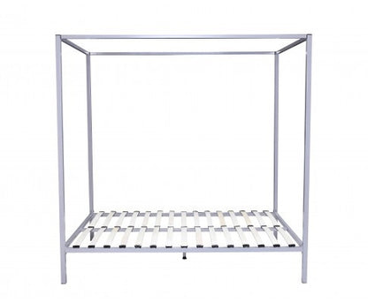 QUEEN  4 POSTER METAL BED ( V63-819523) - CREAM/OFF WHITE
