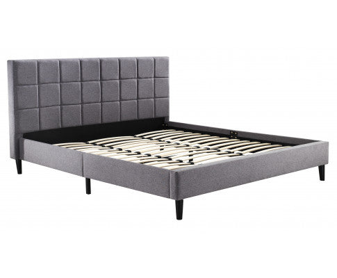 Deluxe King Fabric Bed Frame- Grey