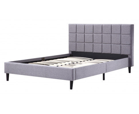 Deluxe Queen Fabric Bed Frame- Grey