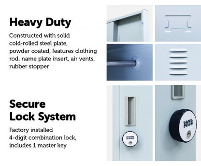 KENZIE ONE-DOOR  OFFICE - GYM - STORAGE - SHED - LOCKER WITH 4-DIGIT COMBINATION - GREY