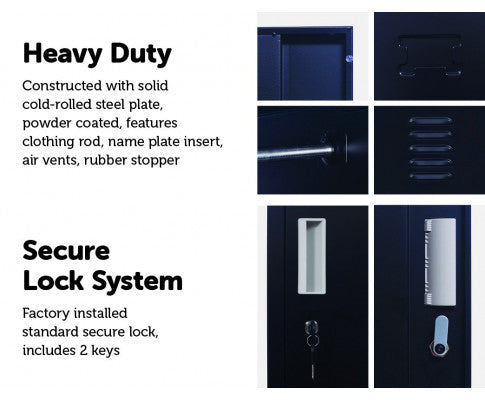 KENZIE STANDARD LOCK ONE-DOOR  OFFICE - GYM - STORAGE - SHED - LOCKER - BLACK