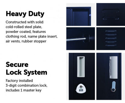 KENZIE ONE-DOOR  OFFICE - GYM - STORAGE - SHED - LOCKER WITH 3-DIGIT COMBINATION - BLACK