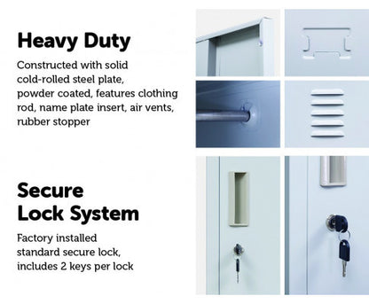 KENZIE STANDARD LOCK TWO-DOOR  OFFICE - GYM - STORAGE - SHED - LOCKER - GREY