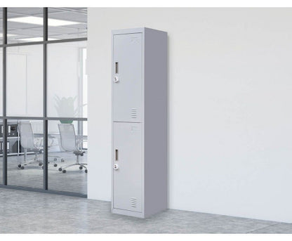 KENZIE TWO-DOOR  OFFICE - GYM - STORAGE - SHED - LOCKER WITH 3-DIGIT COMBINATION LOCK  - GREY