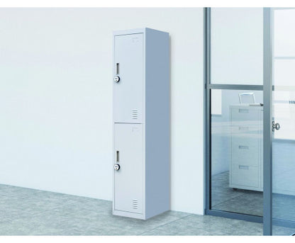 KENZIE TWO-DOOR  OFFICE - GYM - STORAGE - SHED - LOCKER WITH 4-DIGIT COMBINATION LOCK  - GREY