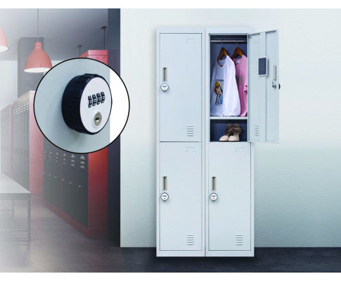 KENZIE TWO-DOOR  OFFICE - GYM - STORAGE - SHED - LOCKER WITH 4-DIGIT COMBINATION LOCK  - GREY