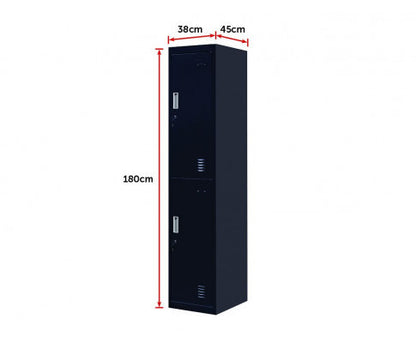 KENZIE STANDARD LOCK TWO-DOOR  OFFICE - GYM - STORAGE - SHED - LOCKER - BLACK