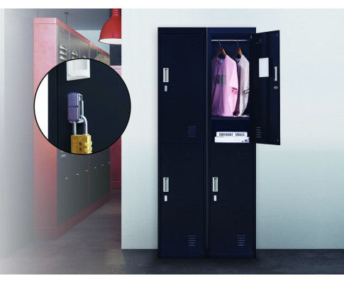 KENZIE PADLOCK - OPERATED TWO-DOOR  OFFICE - GYM - STORAGE - SHED - LOCKER - BLACK