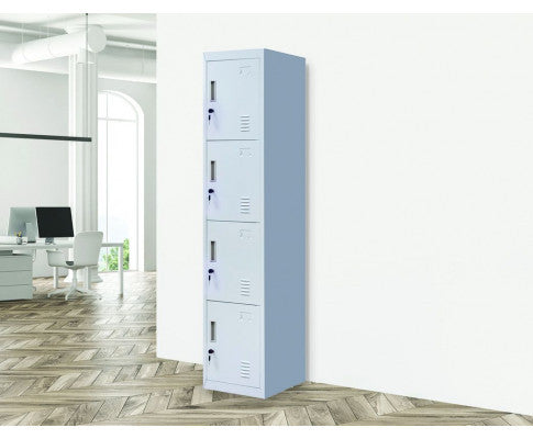 KENZIE STANDARD LOCK FOUR-DOOR  OFFICE - GYM - STORAGE - SHED - LOCKER - GREY