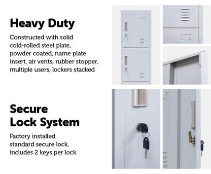 KENZIE STANDARD LOCK FOUR-DOOR  OFFICE - GYM - STORAGE - SHED - LOCKER - GREY