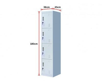 KENZIE STANDARD LOCK FOUR-DOOR  OFFICE - GYM - STORAGE - SHED - LOCKER - GREY