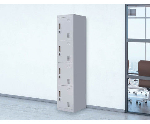 Kenzie Padlock - Operated Four-door Office - Gym - Storage - Shed - Locker - Grey