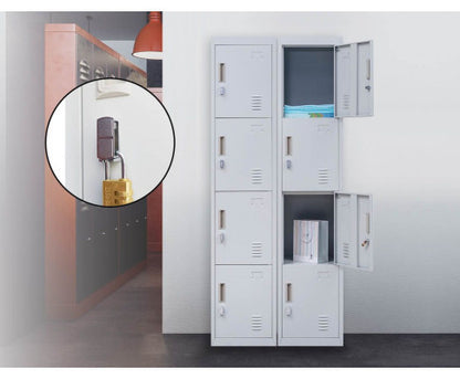 KENZIE PADLOCK - OPERATED FOUR-DOOR  OFFICE - GYM - STORAGE - SHED - LOCKER - GREY
