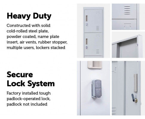 KENZIE PADLOCK - OPERATED FOUR-DOOR  OFFICE - GYM - STORAGE - SHED - LOCKER - GREY