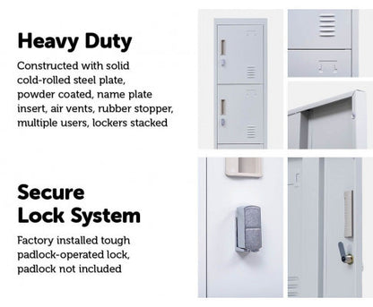 KENZIE PADLOCK - OPERATED FOUR-DOOR  OFFICE - GYM - STORAGE - SHED - LOCKER - GREY