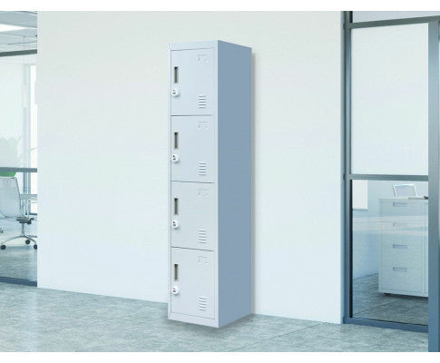 KENZIE FOUR-DOOR  OFFICE - GYM - STORAGE - SHED - LOCKER WITH 3-DIGIT COMBINATION LOCK  - GREY