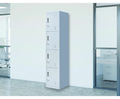 KENZIE FOUR-DOOR  OFFICE - GYM - STORAGE - SHED - LOCKER WITH 3-DIGIT COMBINATION LOCK  - GREY