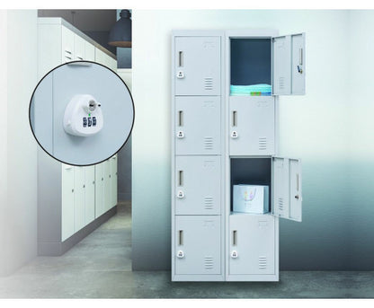 KENZIE FOUR-DOOR  OFFICE - GYM - STORAGE - SHED - LOCKER WITH 3-DIGIT COMBINATION LOCK  - GREY