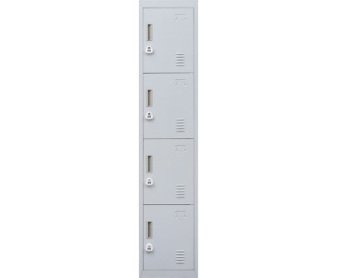 KENZIE FOUR-DOOR  OFFICE - GYM - STORAGE - SHED - LOCKER WITH 3-DIGIT COMBINATION LOCK  - GREY