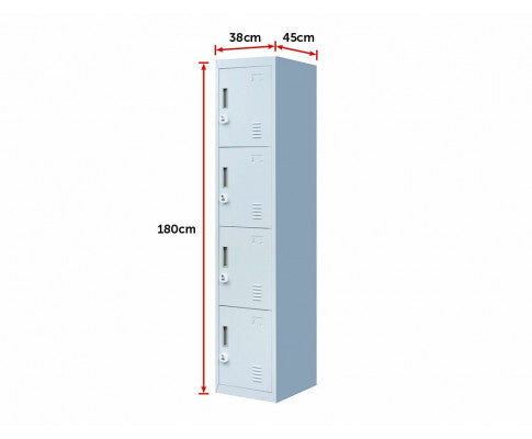 KENZIE FOUR-DOOR  OFFICE - GYM - STORAGE - SHED - LOCKER WITH 3-DIGIT COMBINATION LOCK  - GREY