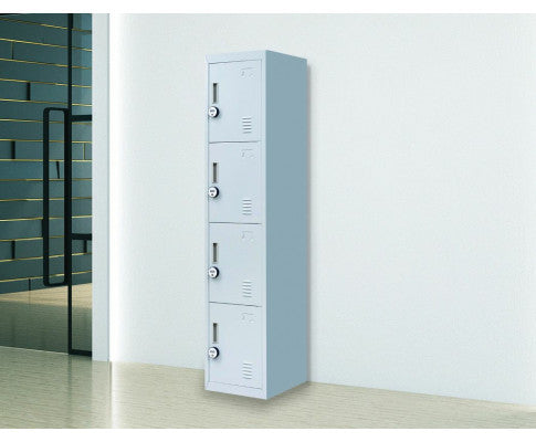 KENZIE FOUR-DOOR  OFFICE - GYM - STORAGE - SHED - LOCKER WITH 4-DIGIT COMBINATION LOCK  - GREY