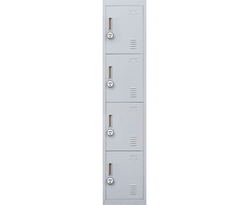 KENZIE FOUR-DOOR  OFFICE - GYM - STORAGE - SHED - LOCKER WITH 4-DIGIT COMBINATION LOCK  - GREY