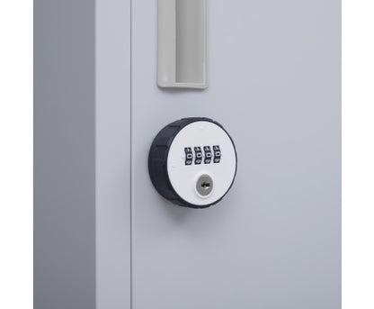 KENZIE FOUR-DOOR  OFFICE - GYM - STORAGE - SHED - LOCKER WITH 4-DIGIT COMBINATION LOCK  - GREY
