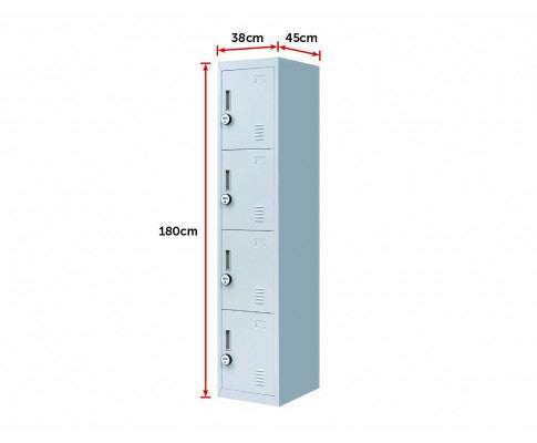 KENZIE FOUR-DOOR  OFFICE - GYM - STORAGE - SHED - LOCKER WITH 4-DIGIT COMBINATION LOCK  - GREY
