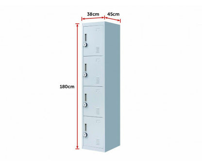 KENZIE FOUR-DOOR  OFFICE - GYM - STORAGE - SHED - LOCKER WITH 4-DIGIT COMBINATION LOCK  - GREY