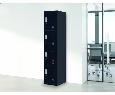 KENZIE STANDARD LOCK FOUR-DOOR  OFFICE - GYM - STORAGE - SHED - LOCKER - BLACK