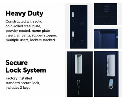 KENZIE STANDARD LOCK FOUR-DOOR  OFFICE - GYM - STORAGE - SHED - LOCKER - BLACK