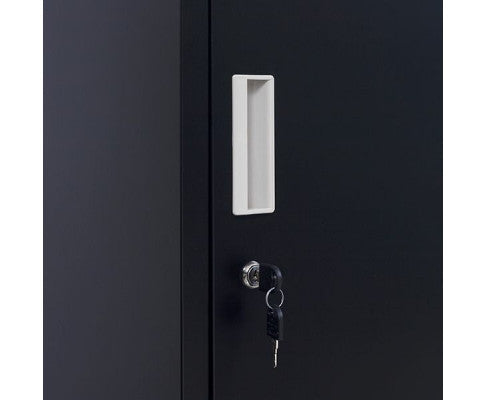 KENZIE STANDARD LOCK FOUR-DOOR  OFFICE - GYM - STORAGE - SHED - LOCKER - BLACK