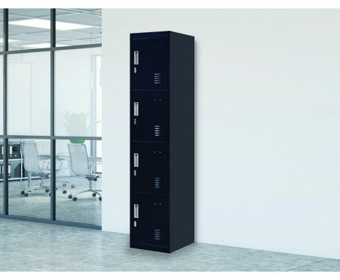 Kenzie Padlock - Operated Four-door Office - Gym - Storage - Shed - Locker - Black