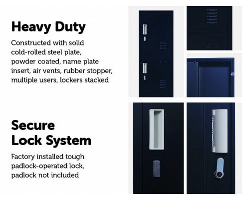 KENZIE PADLOCK - OPERATED FOUR-DOOR  OFFICE - GYM - STORAGE - SHED - LOCKER - BLACK