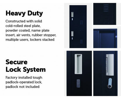 KENZIE PADLOCK - OPERATED FOUR-DOOR  OFFICE - GYM - STORAGE - SHED - LOCKER - BLACK