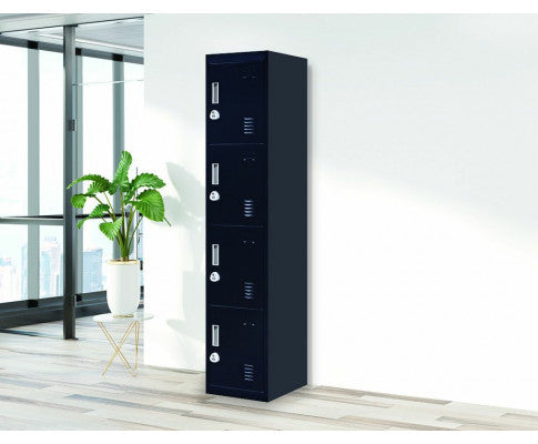KENZIE FOUR-DOOR  OFFICE - GYM - STORAGE - SHED - LOCKER WITH 3-DIGIT COMBINATION LOCK  - BLACK
