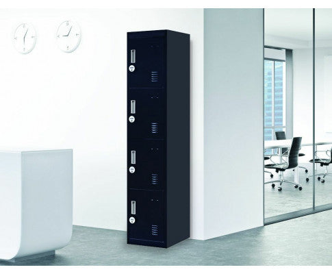 KENZIE FOUR-DOOR  OFFICE - GYM - STORAGE - SHED - LOCKER WITH 4-DIGIT COMBINATION LOCK  - BLACK
