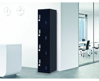 KENZIE FOUR-DOOR  OFFICE - GYM - STORAGE - SHED - LOCKER WITH 4-DIGIT COMBINATION LOCK  - BLACK