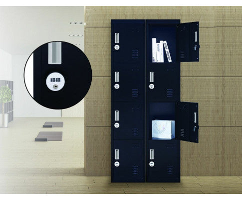 KENZIE FOUR-DOOR  OFFICE - GYM - STORAGE - SHED - LOCKER WITH 4-DIGIT COMBINATION LOCK  - BLACK