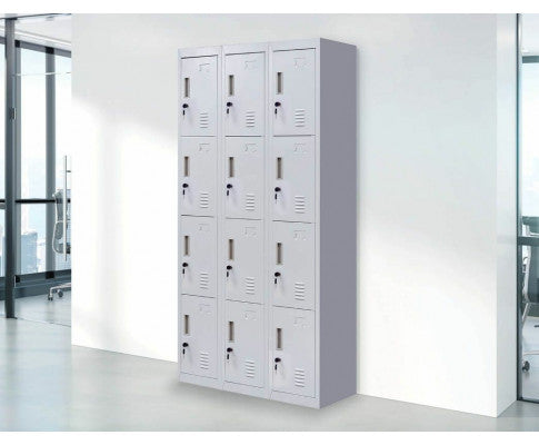Kenzie Standard Lock 12 Door Office - Gym - Storage - Shed - Locker - Grey