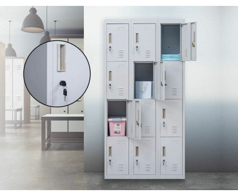 KENZIE STANDARD LOCK 12 DOOR  OFFICE - GYM - STORAGE - SHED - LOCKER - GREY