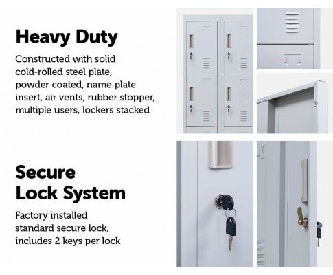 KENZIE STANDARD LOCK 12 DOOR  OFFICE - GYM - STORAGE - SHED - LOCKER - GREY