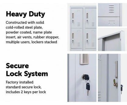 KENZIE STANDARD LOCK 12 DOOR  OFFICE - GYM - STORAGE - SHED - LOCKER - GREY