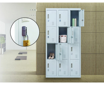 KENZIE PADLOCK - OPERATED 12 DOOR OFFICE - GYM - STORAGE - SHED - LOCKER - GREY